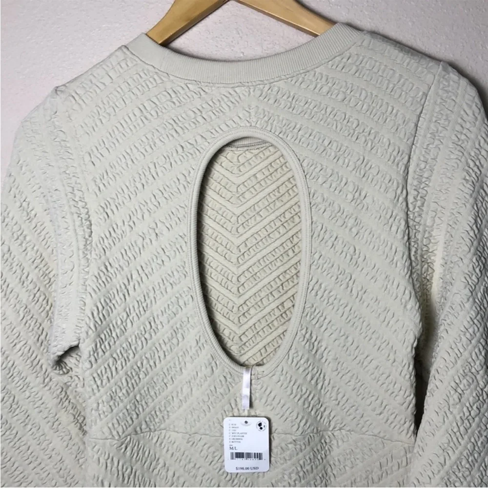 New FREE PEOPLE Gabby Seamless Long Sleeve Midi Dress Wet Plaster Quilted M/L‎